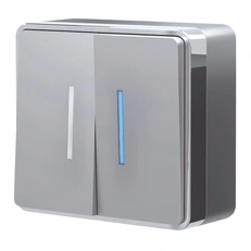 Изображение Выключатель двухклавишный с подсветкой Gallant (серебряный) W5020106