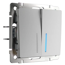 Изображение Выключатель двухклавишный проходной с подсветкой (серебряный) W1122106